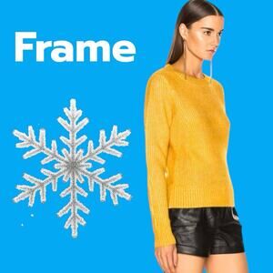 FRAME WOMENS Lofty Mustard Yellow Mohair Wool Ribbed Pullover Sweater Size S 2 4